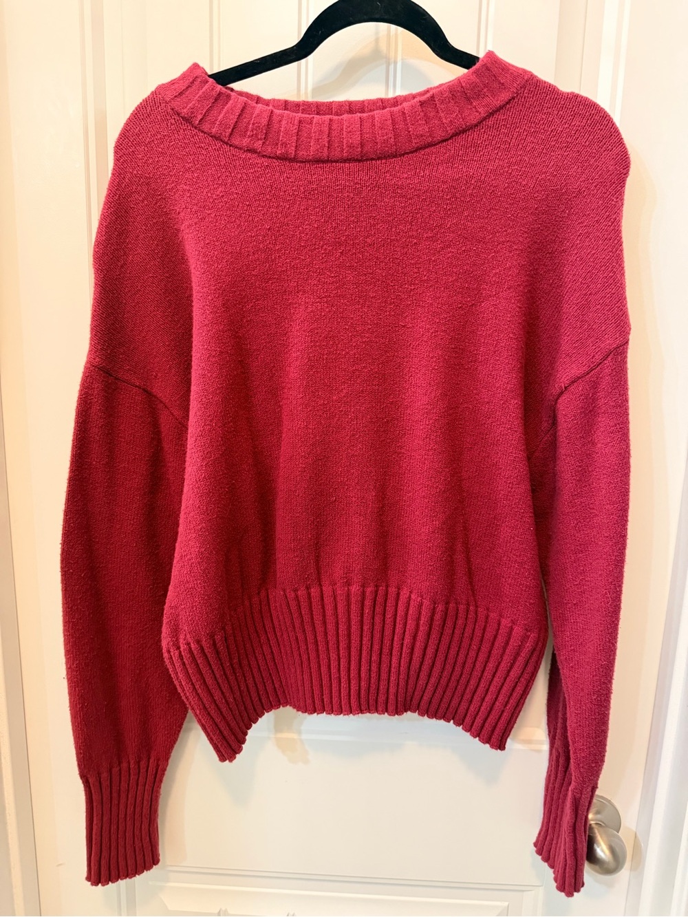 GAP Burgundy Scoop-Neck Ribbed Hem Sweater
